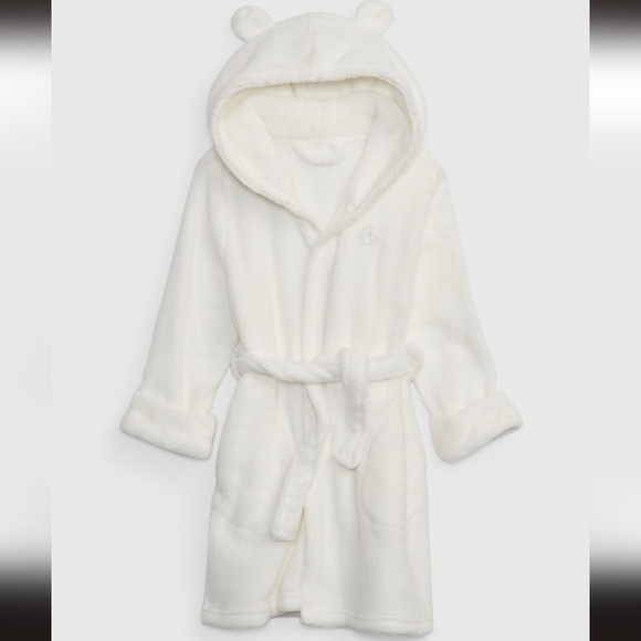BABY Gap soft Brannan bear fuzzy robe white 12-18 months - Picture 1 of 8